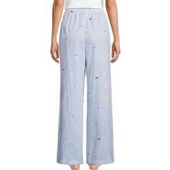 Women's Poplin Wide Leg Sleep Pants