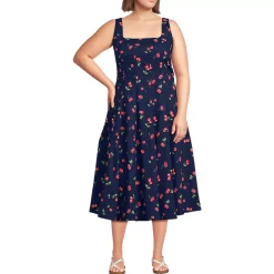 Women's Princess Seamed Cotton Poplin Midi Dress