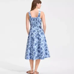 Women's Princess Seamed Cotton Poplin Midi Dress