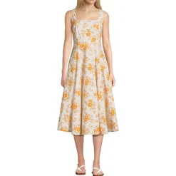 Women's Princess Seamed Cotton Poplin Midi Dress