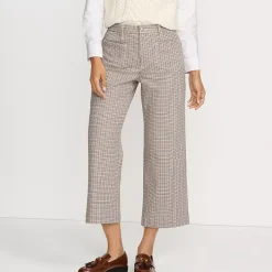 Women's Printed Twill High Rise 5 Pocket Wide Leg Crop Pants
