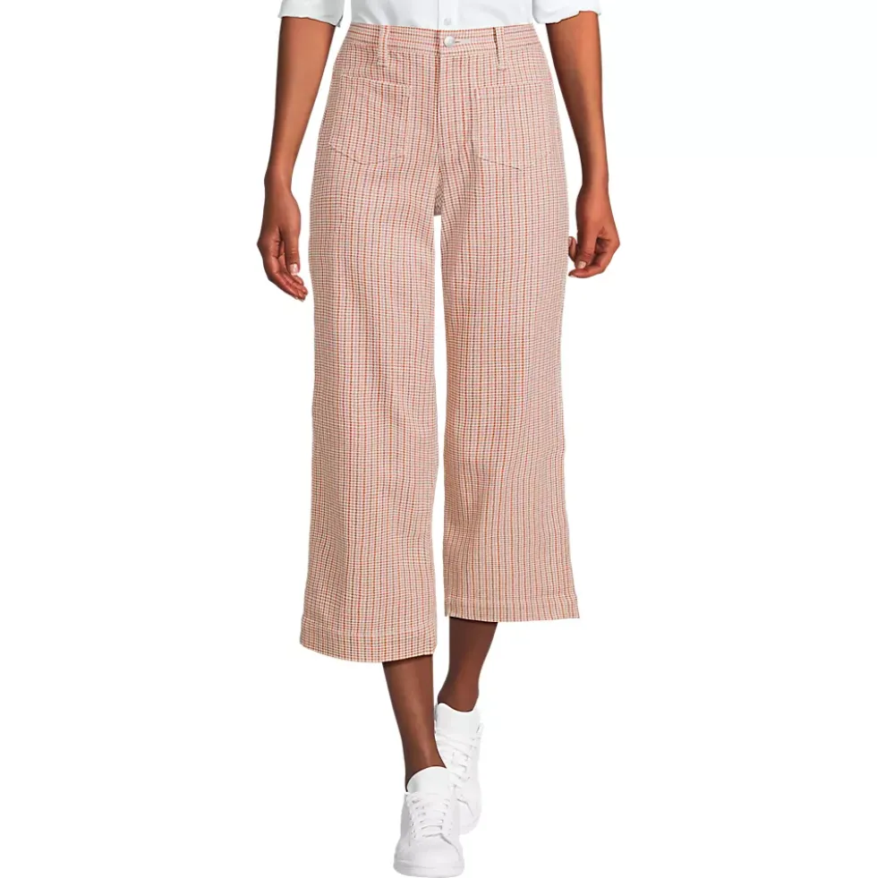Women's Printed Twill High Rise 5 Pocket Wide Leg Crop Pants