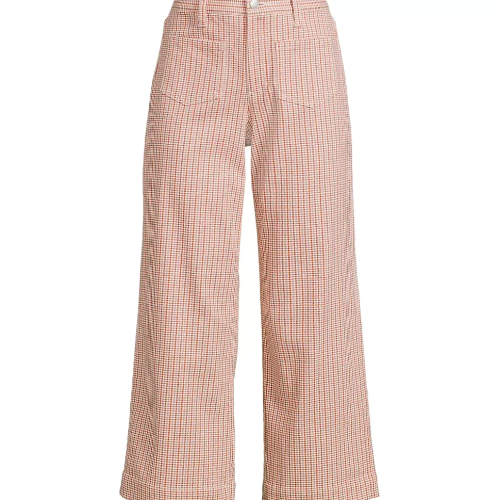 Women's Printed Twill High Rise 5 Pocket Wide Leg Crop Pants