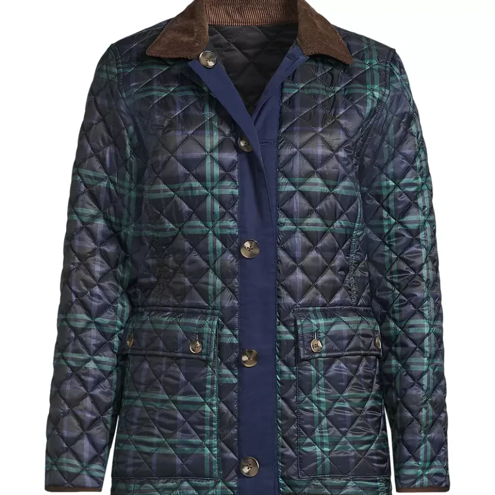 Women's Print Reversible Barn Quilted Insulated Jacket