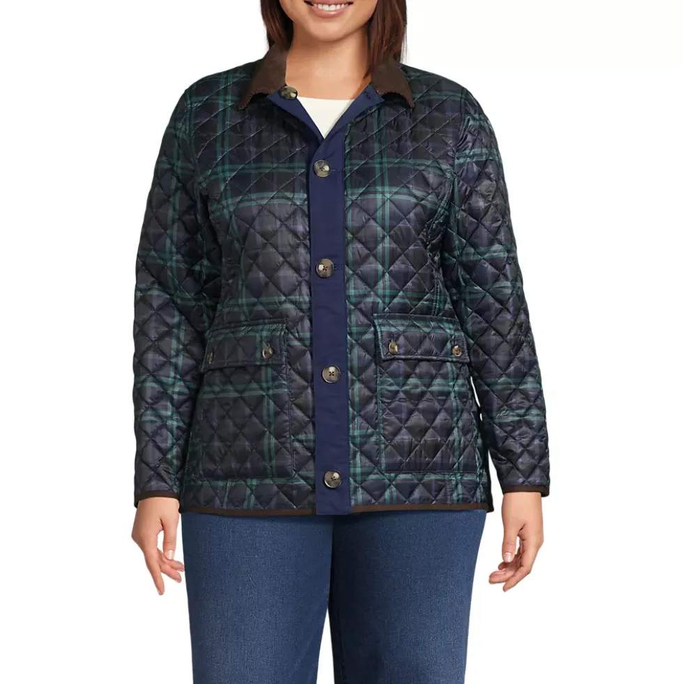 Women's Print Reversible Barn Quilted Insulated Jacket