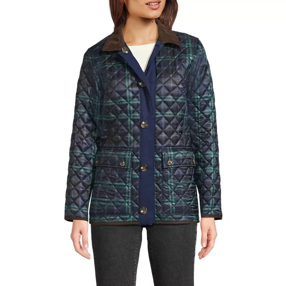 Women's Print Reversible Barn Quilted Insulated Jacket