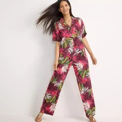Women's Rayon High Rise Wide Leg Pants - Set Bottom