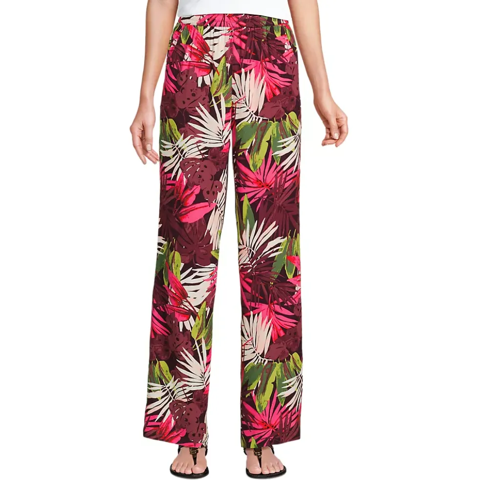 Women's Rayon High Rise Wide Leg Pants - Set Bottom