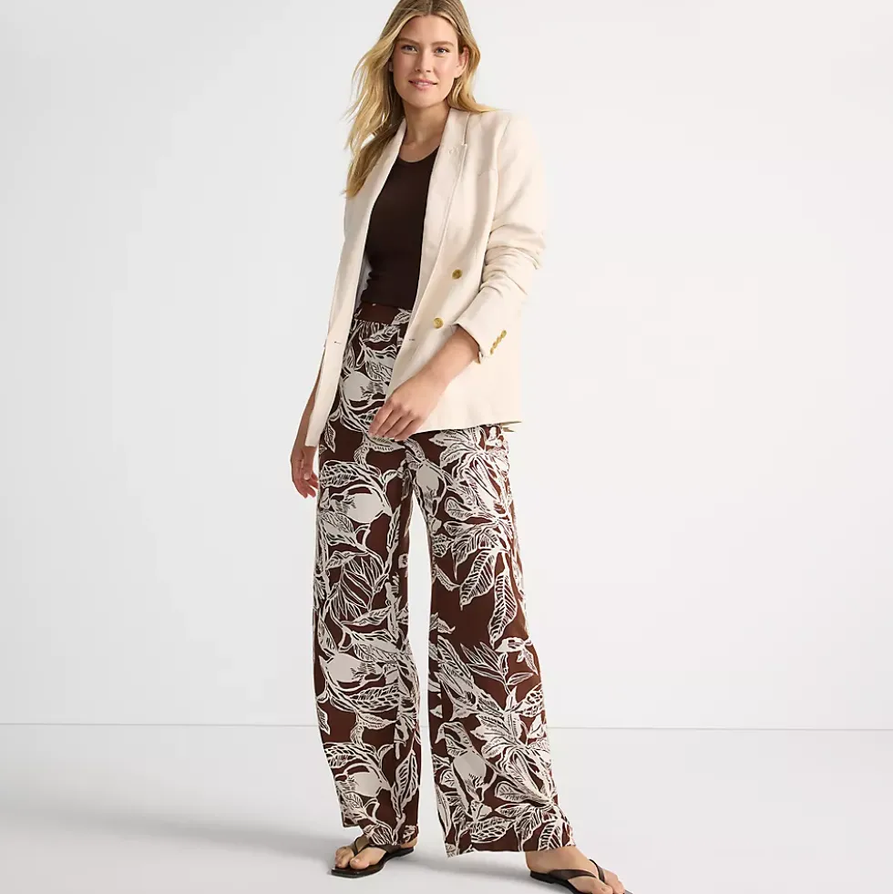 Women's Rayon High Rise Wide Leg Pants - Set Bottom