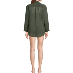 Women's Rayon Rib Button Down Cover-Up