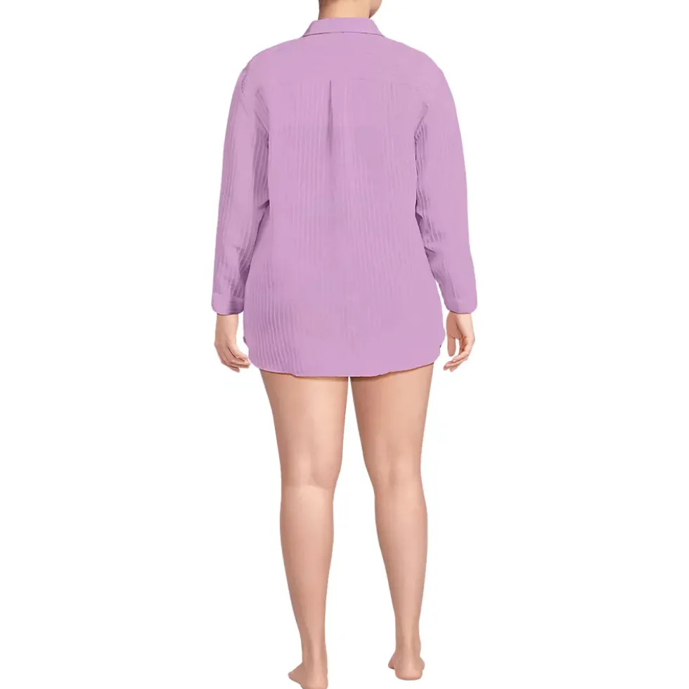 Women's Rayon Rib Button Down Cover-Up