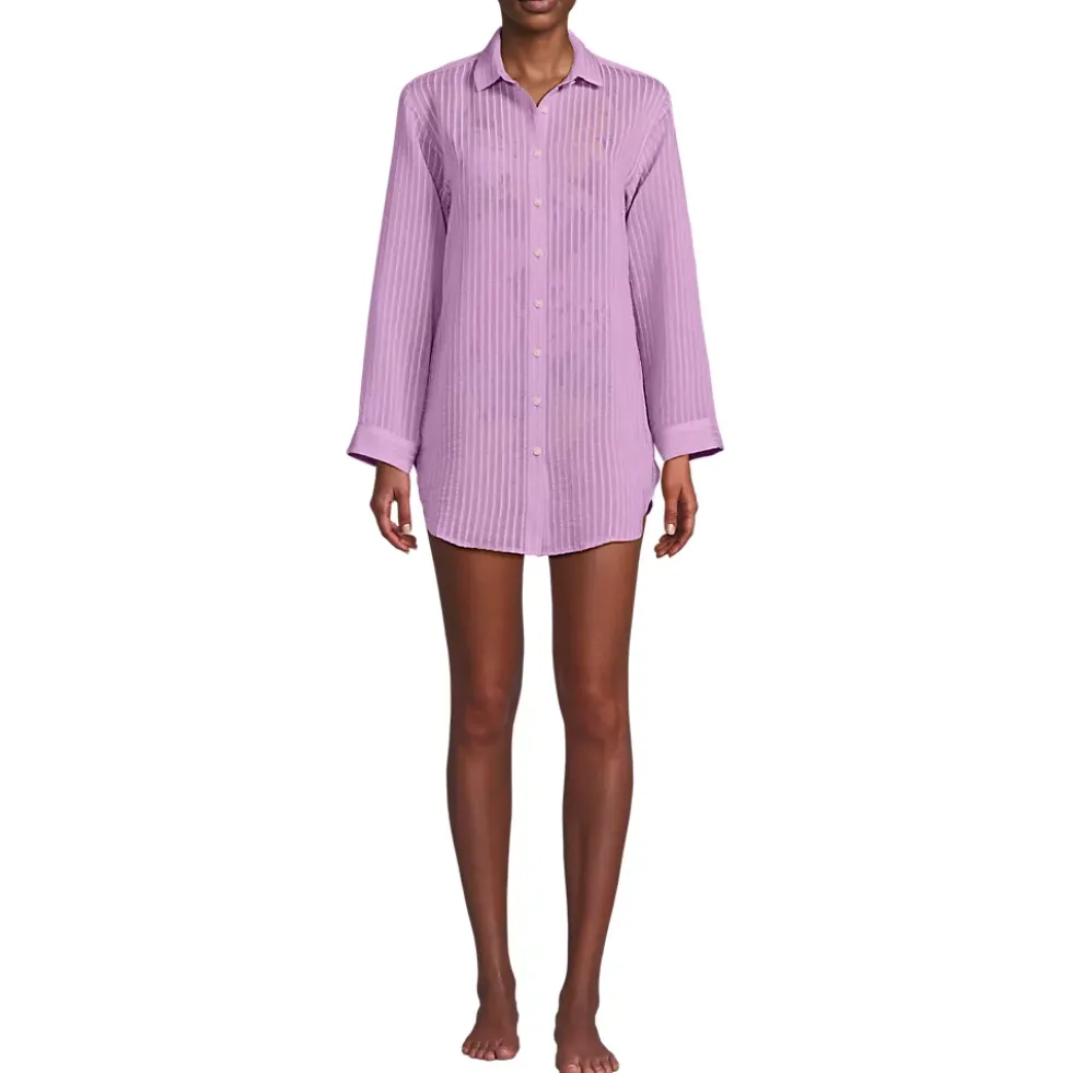 Women's Rayon Rib Button Down Cover-Up