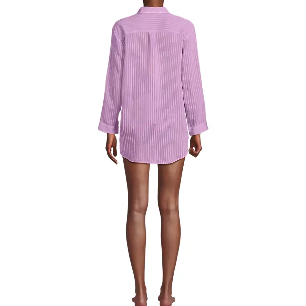 Women's Rayon Rib Button Down Cover-Up