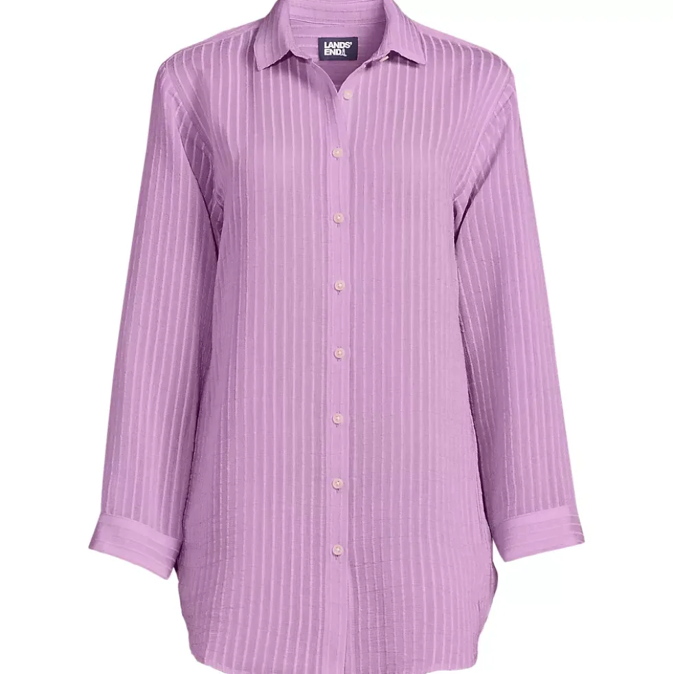 Women's Rayon Rib Button Down Cover-Up