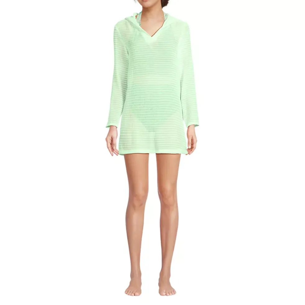 Women's Rayon Rib Hooded Mini Cover-up Dress
