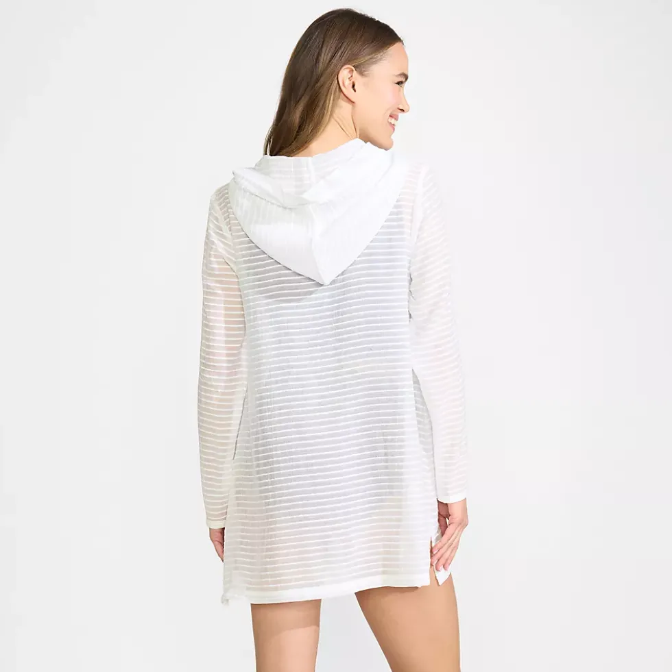 Women's Rayon Rib Hooded Mini Cover-up Dress