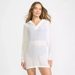 Women's Rayon Rib Hooded Mini Cover-up Dress