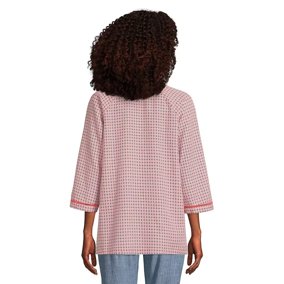Women's Rayon 3/4 Sleeve V Neck Tunic Top