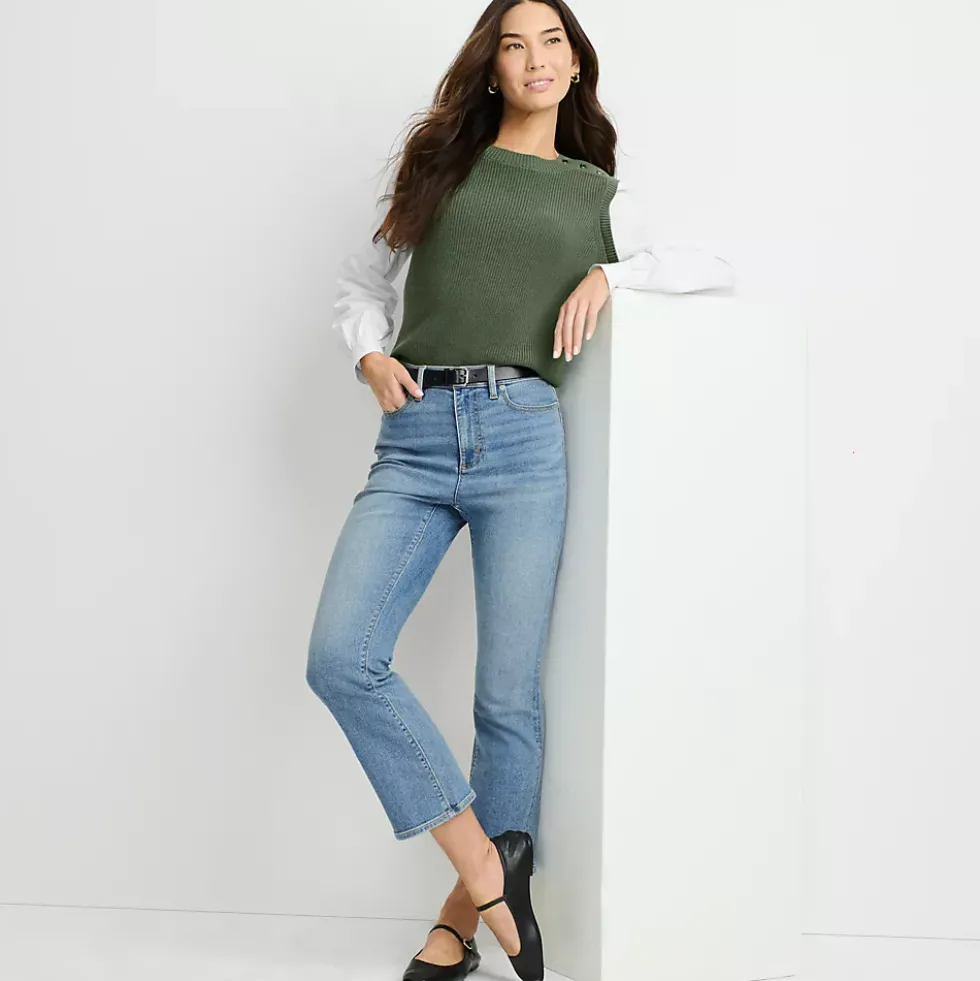 Women's Recover Denim High Rise Kick Flare Crop Jeans
