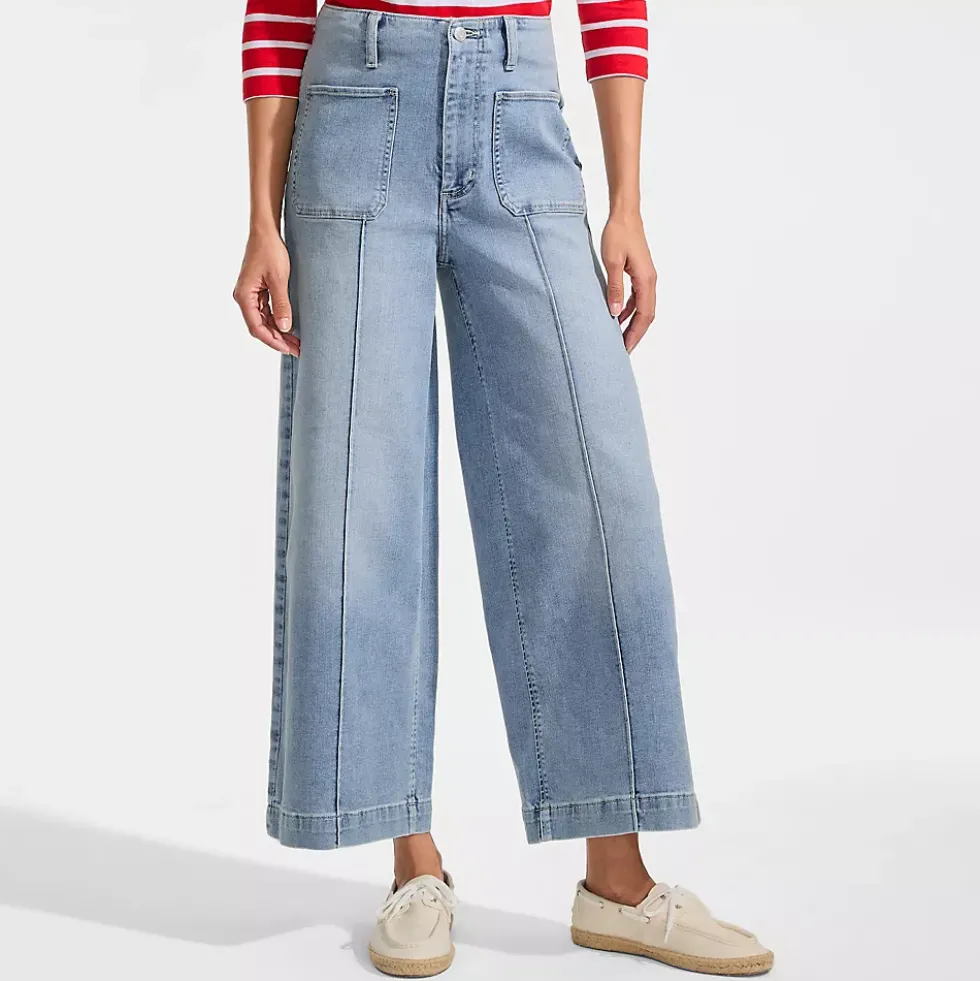 Women's Recover Denim High Rise Patch Pocket Extra Wide Leg Crop Jeans