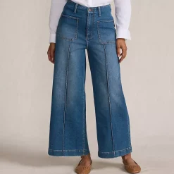 Women's Recover Denim High Rise Patch Pocket Extra Wide Leg Crop Jeans