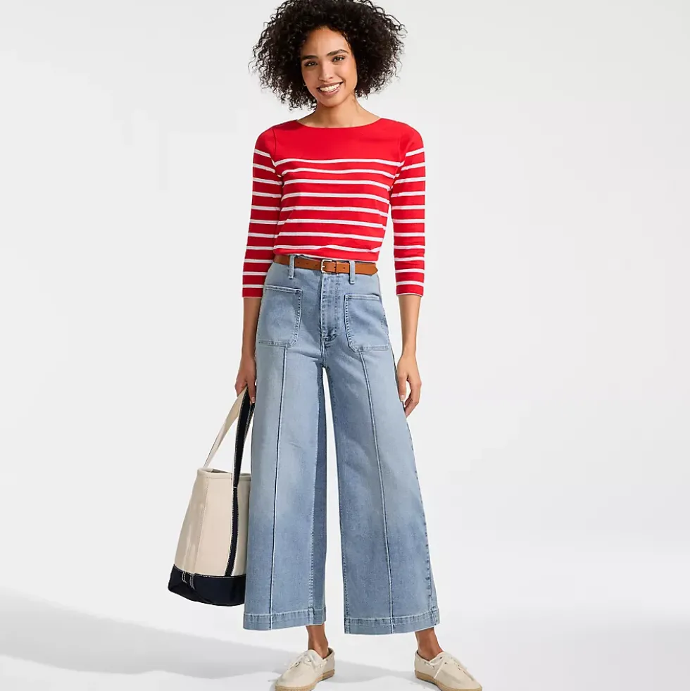 Women's Recover Denim High Rise Patch Pocket Extra Wide Leg Crop Jeans