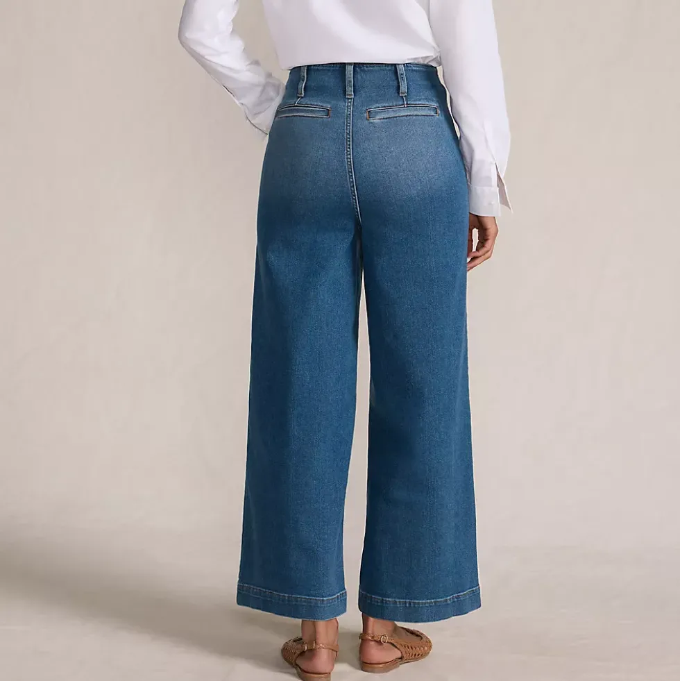 Women's Recover Denim High Rise Patch Pocket Extra Wide Leg Crop Jeans