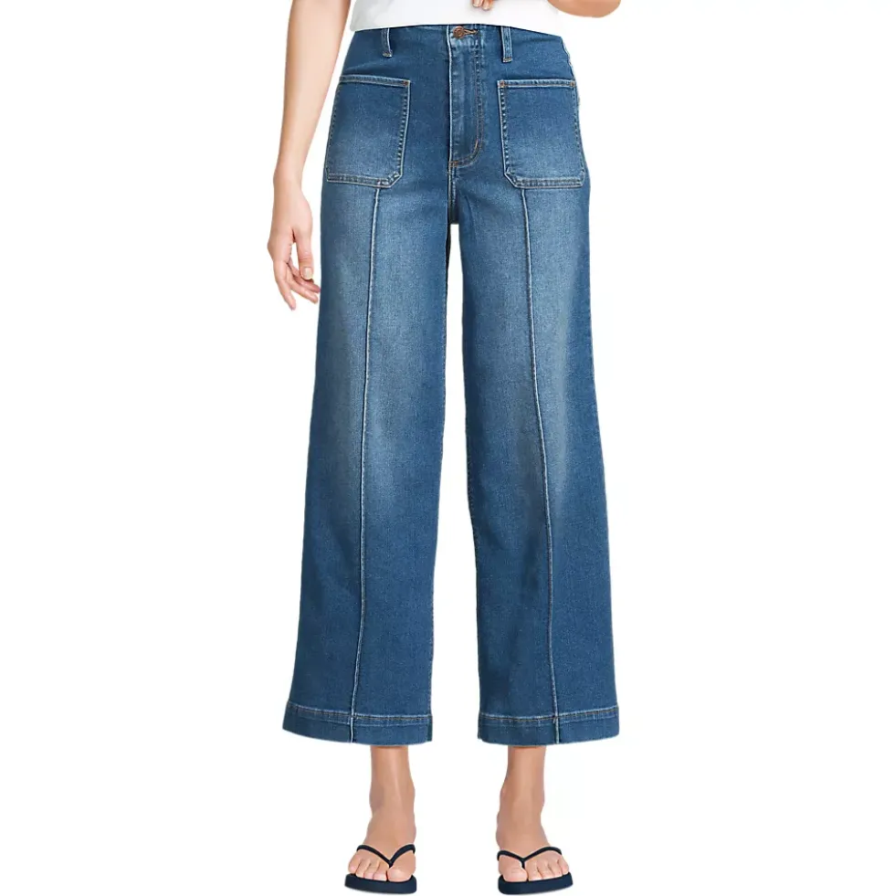 Women's Recover Denim High Rise Patch Pocket Extra Wide Leg Crop Jeans