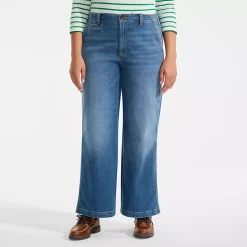 Women's Recover Denim Mid Rise Wide Leg Ankle Jeans