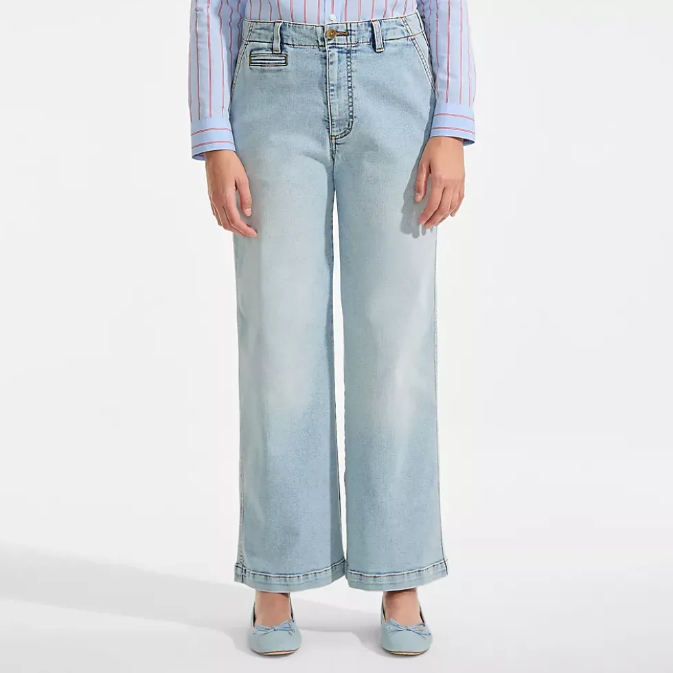 Women's Recover Denim Mid Rise Wide Leg Ankle Jeans