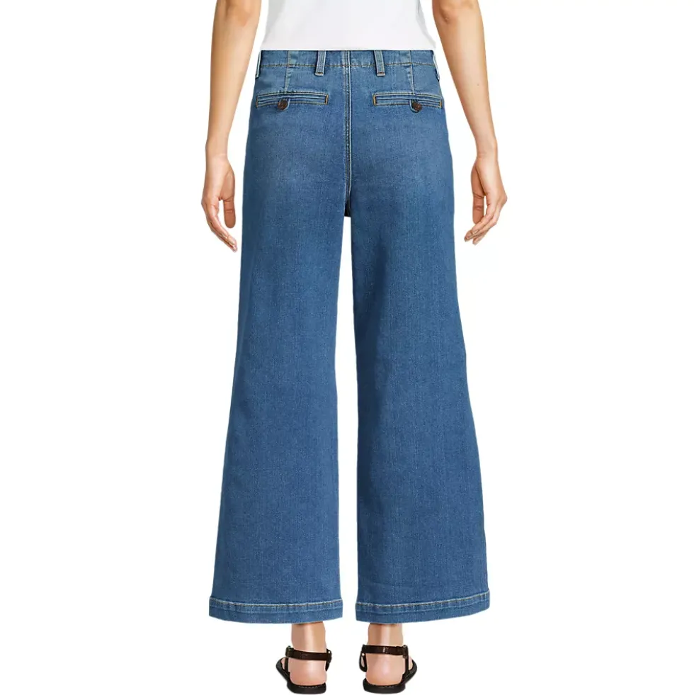 Women's Recover Denim Mid Rise Wide Leg Ankle Jeans