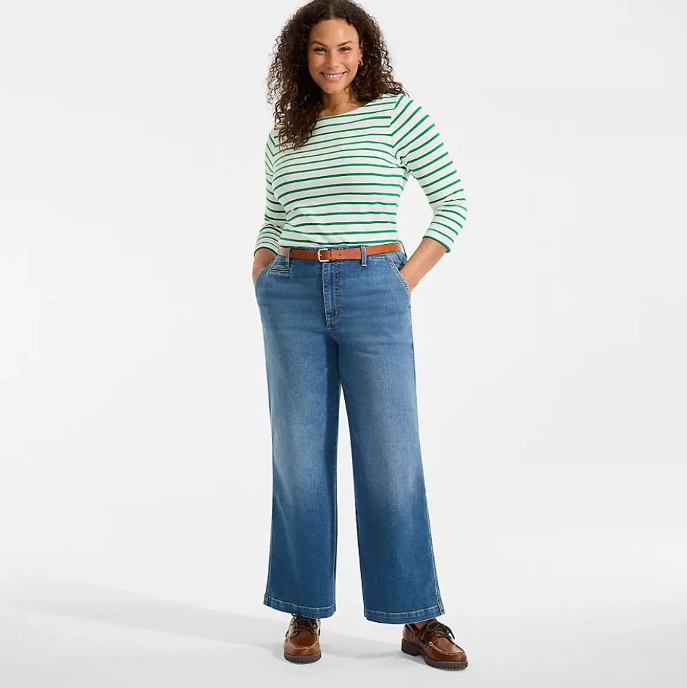 Women's Recover Denim Mid Rise Wide Leg Ankle Jeans