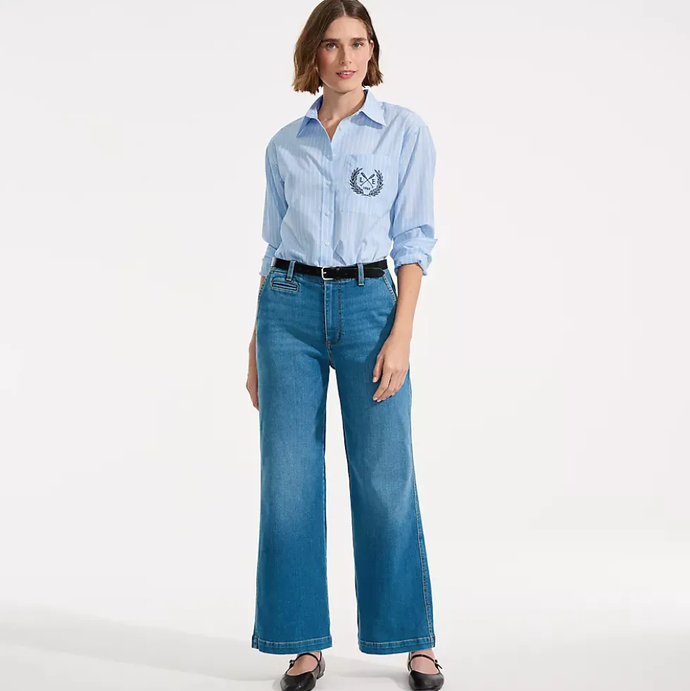 Women's Recover Denim Mid Rise Wide Leg Ankle Jeans