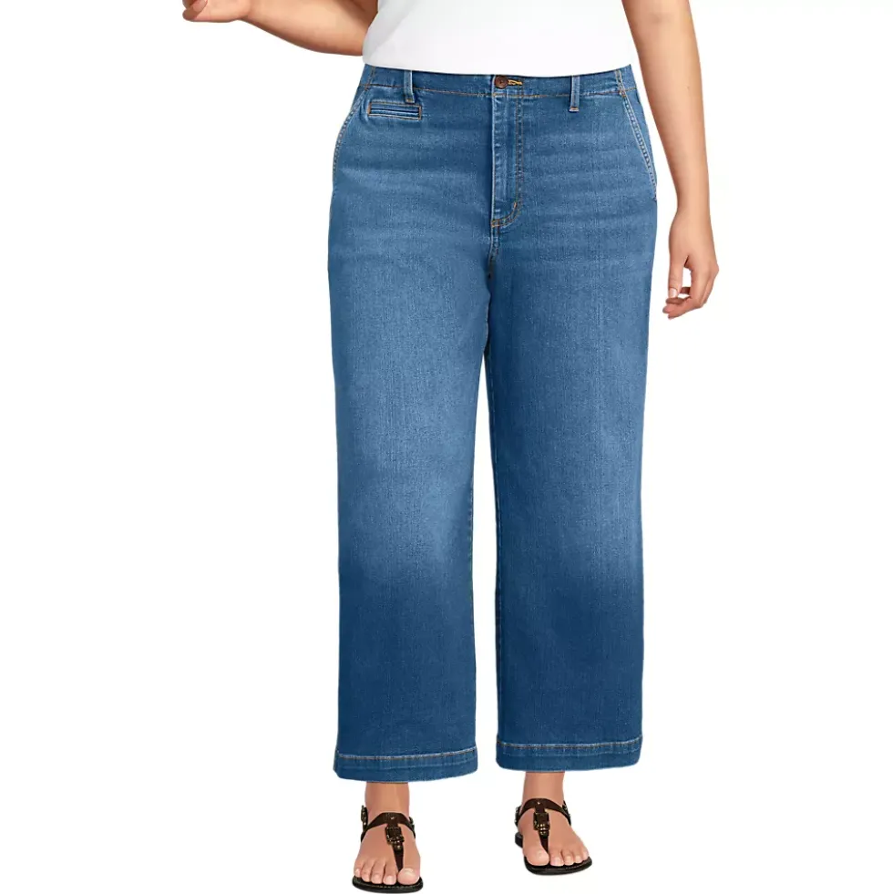 Women's Recover Denim Mid Rise Wide Leg Ankle Jeans