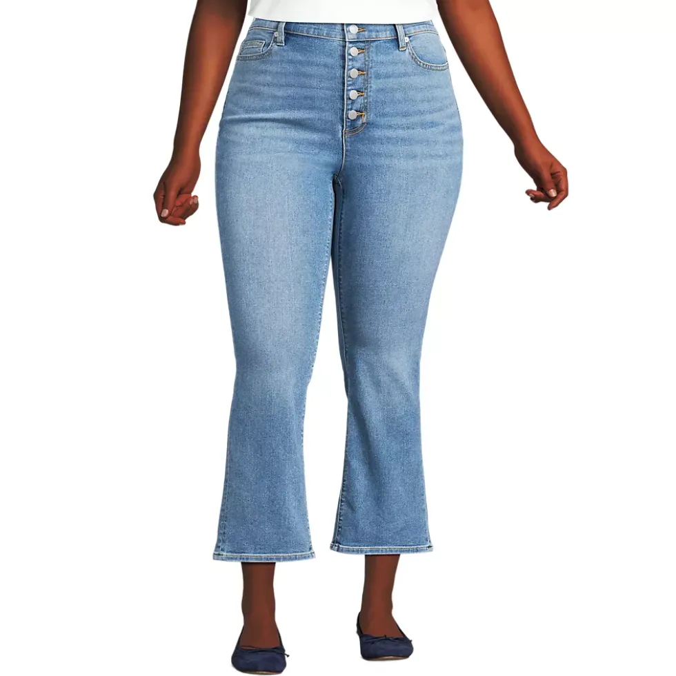 Women's Recover High Rise Button Front Kick Flare Crop Jeans