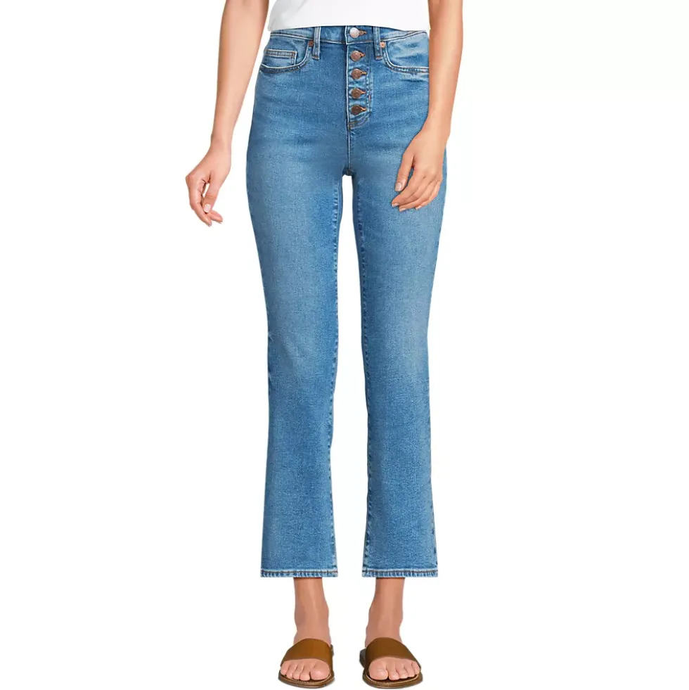 Women's Recover High Rise Button Front Kick Flare Crop Jeans
