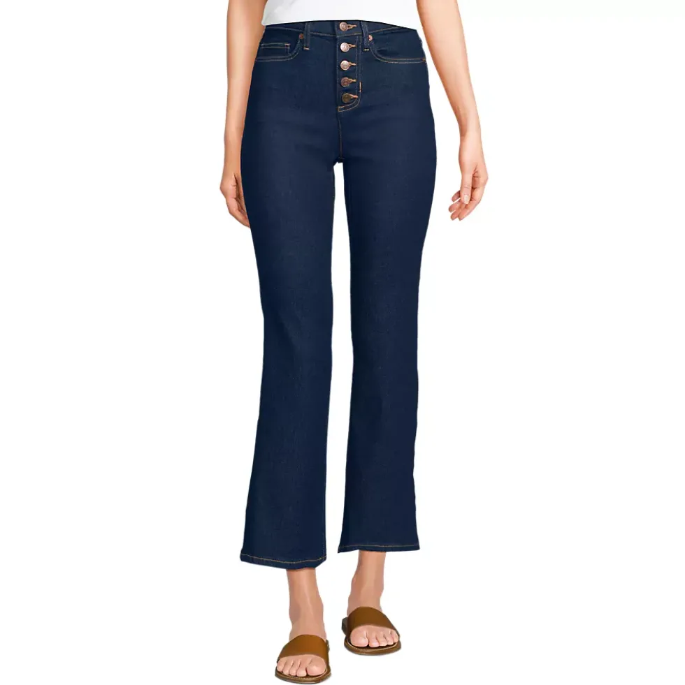 Women's Recover High Rise Button Front Kick Flare Crop Jeans