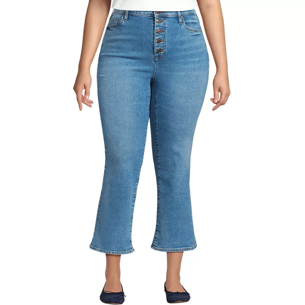 Women's Recover High Rise Button Front Kick Flare Crop Jeans