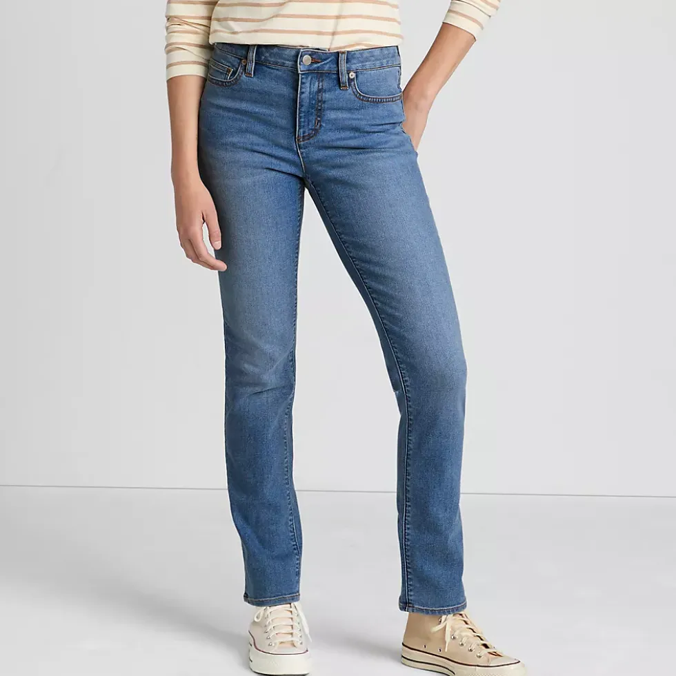 Women's Recover Mid Rise Straight Leg Blue Jeans