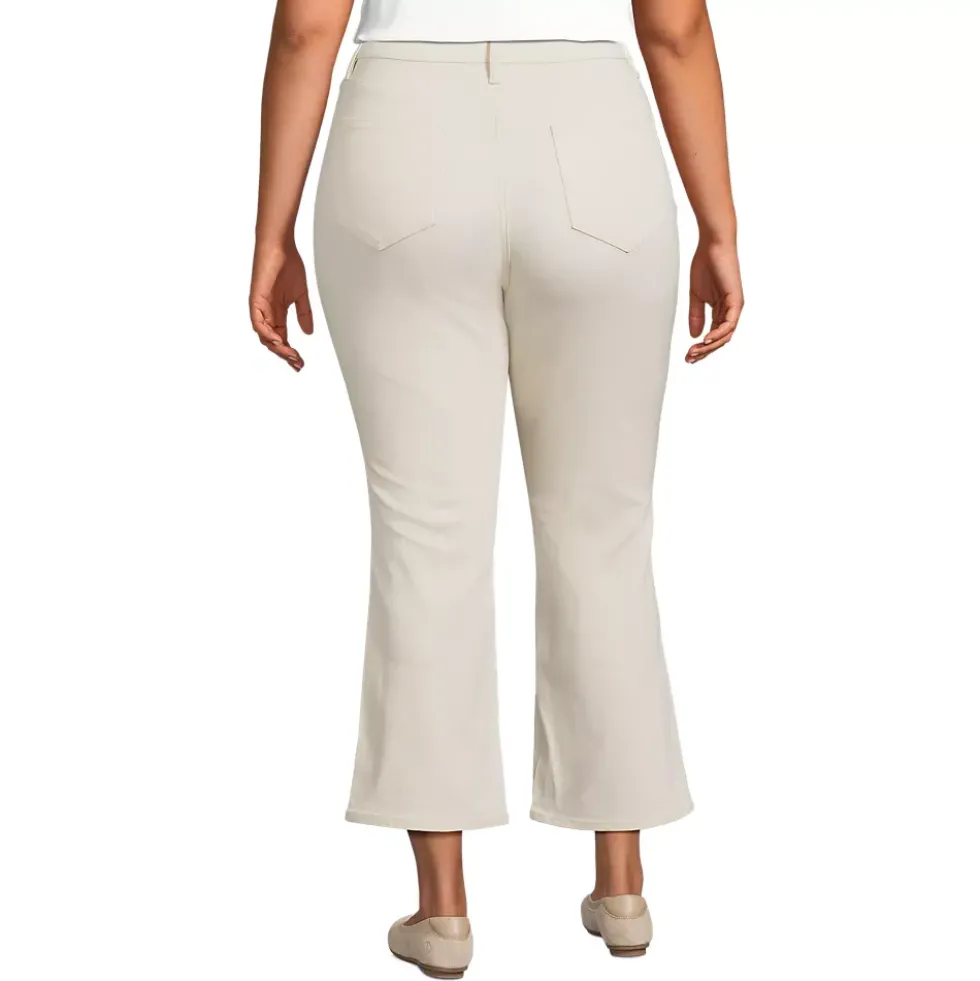 Women's Recycled Denim High Rise Button Front Kick Flare Crop Jeans