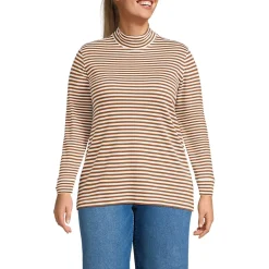 Women's Relaxed Cotton Long Sleeve Mock Turtleneck