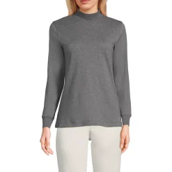 Women's Relaxed Cotton Long Sleeve Mock Turtleneck