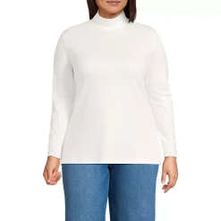 Women's Relaxed Cotton Long Sleeve Mock Turtleneck