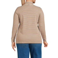 Women's Relaxed Cotton Long Sleeve Mock Turtleneck