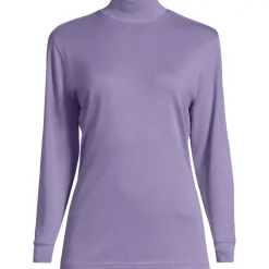 Women's Relaxed Cotton Long Sleeve Mock Turtleneck