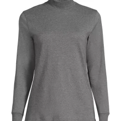 Women's Relaxed Cotton Long Sleeve Mock Turtleneck