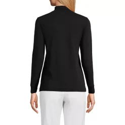Women's Relaxed Cotton Long Sleeve Mock Turtleneck