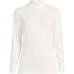 Women's Relaxed Cotton Long Sleeve Mock Turtleneck