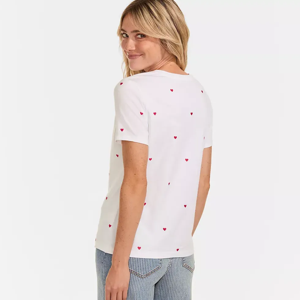 Women's Relaxed Supima Cotton Embroidered Crew Neck T-Shirt