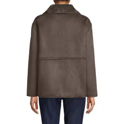 Women's Reversible Faux Shearling Fleece Button Front Coat